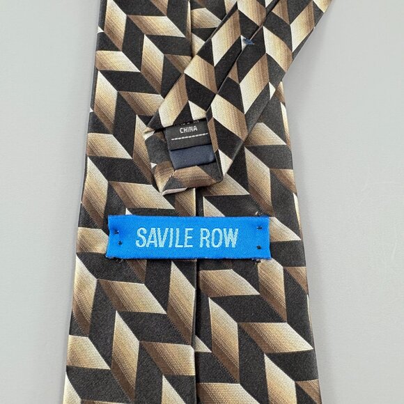 Savile Row Black / Grey Chevron Striped Men's Tie 4' x 60" - Picture 3 of 3